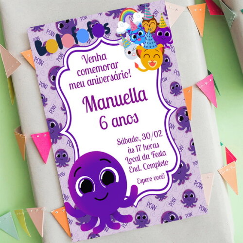 Convite Digital Bolofofos Roxo