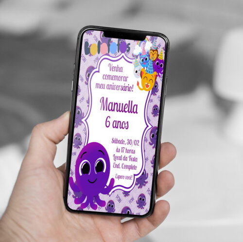 Convite Digital Bolofofos Roxo