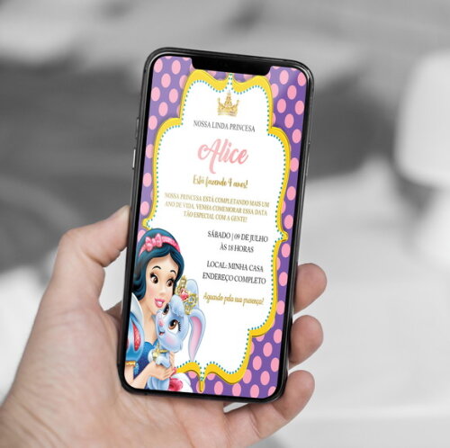 Convite Digital Branca de Neve Pet