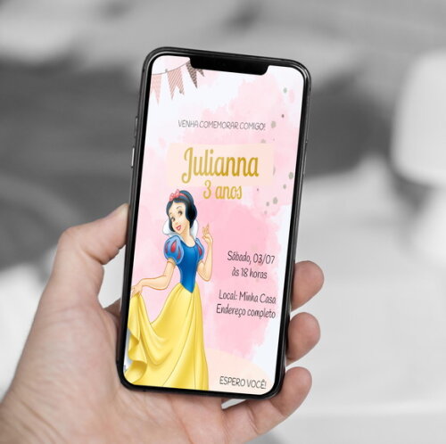 Convite Digital Branca de Neve Princesa da Disney