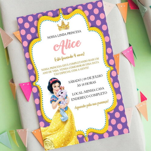 Convite Digital Branca de Neve Pet