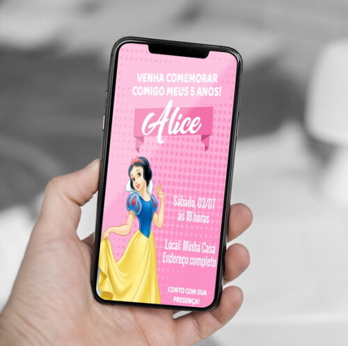 Convite Digital Branca de Neve Princesa da Disney