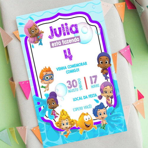 Convite Digital Bubble Guppies