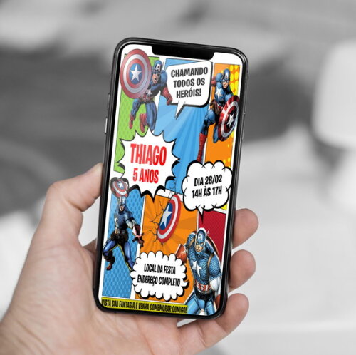 Convite Digital Capitão América