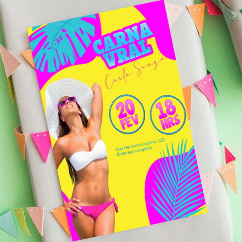 Convite Digital Carnaval Sunset com Sua Foto