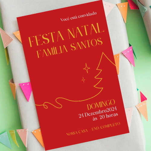 Convite Digital Ceia de Natal em Familia Vermelho