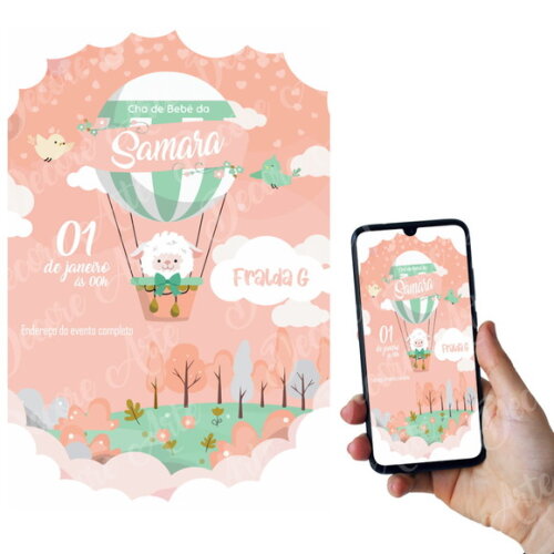 Convite Digital Chá de Bebê Balão e Sugestão de Presentes