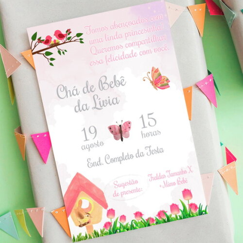 Convite Digital Chá de Bebê Jardim Encantado