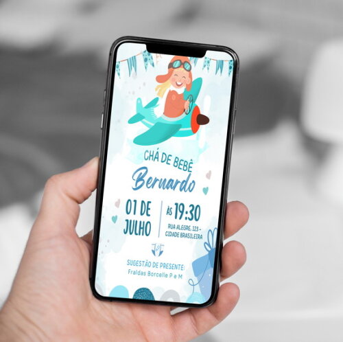 Convite Digital Chá de Bebê o Tempo Voa