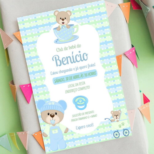 Convite Digital Chá de Bebê Ursinho