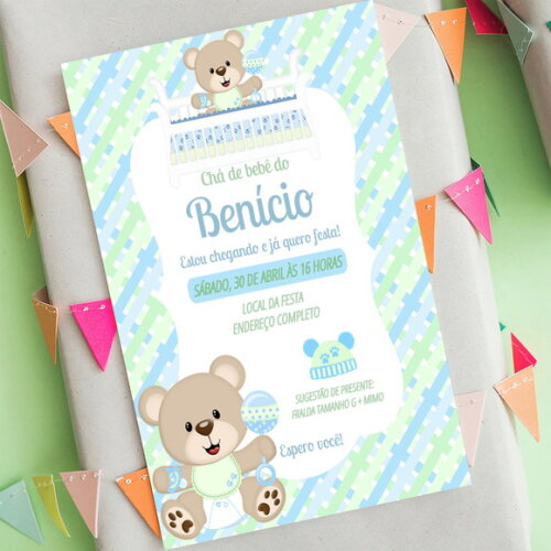 Convite Digital Chá de Bebê Ursinho