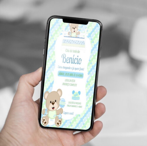 Convite Digital Chá de Bebê Ursinho