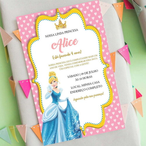 Convite Digital Cinderela Princesa da Disney