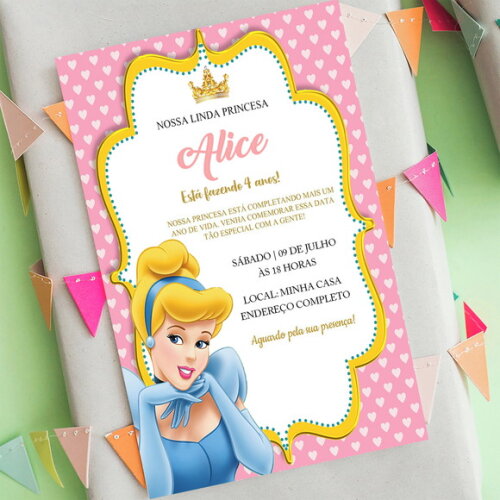 Convite Digital Cinderela Princesa da Disney