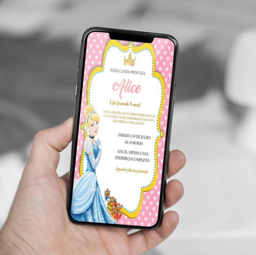 Convite Digital Cinderela Princesa da Disney