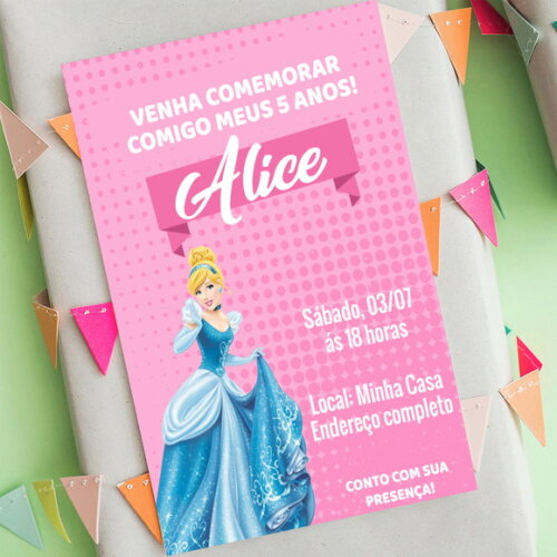 Convite Digital Cinderela Princesa da Disney