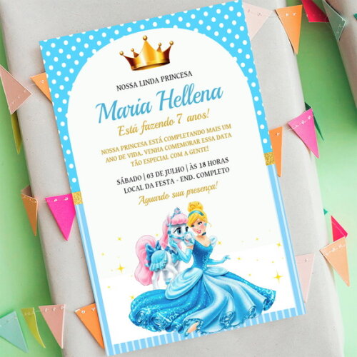 Convite Digital Cinderela Princesa da Disney