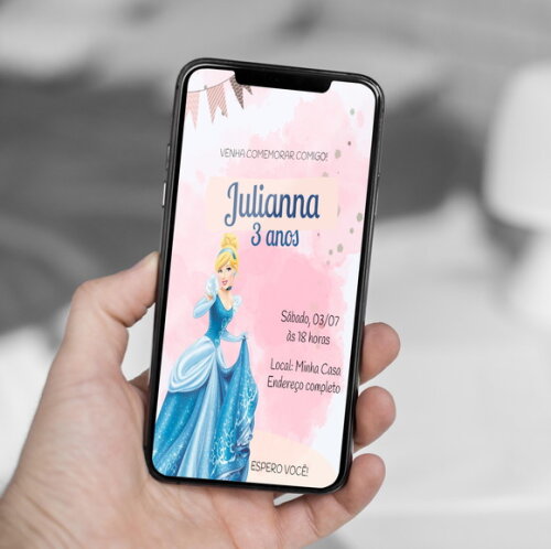 Convite Digital Cinderela Princesa da Disney