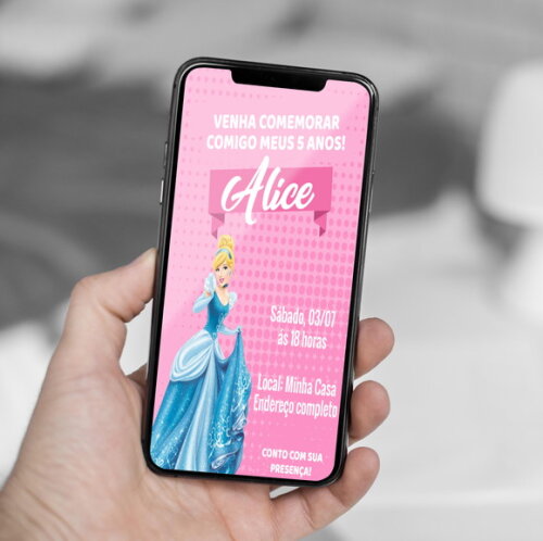 Convite Digital Cinderela Princesa da Disney