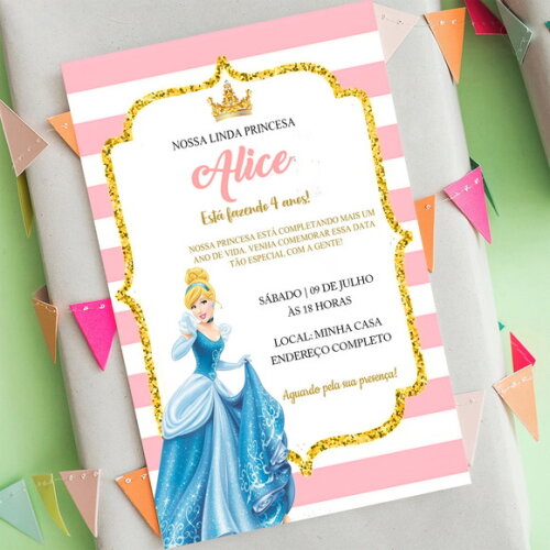 Convite Digital Cinderela Princesa da Disney