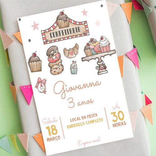 Convite Digital Confeitaria Aquarela