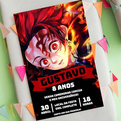 Convite Digital Demon Slayer Tanjiro