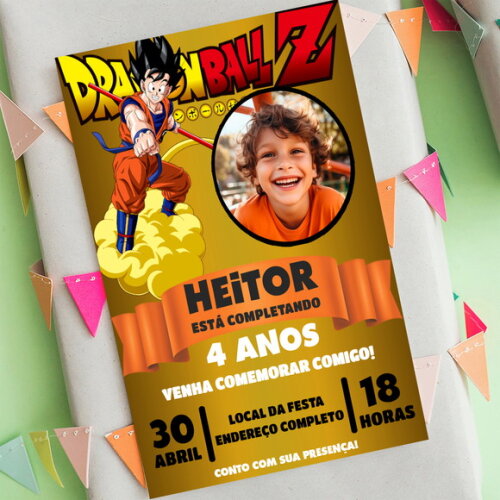 Convite Digital Dragon Ball Z com Foto