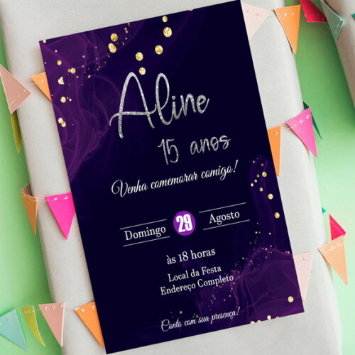 Convite Digital Euphoria Roxo Elegante Mulher