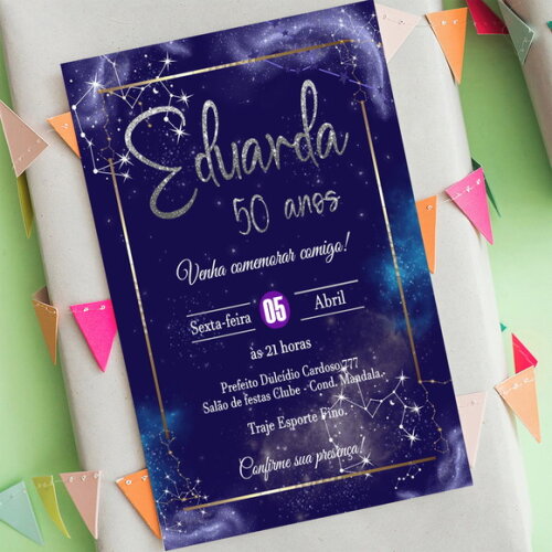 Convite Digital Euphoria Roxo Galaxia Mulher