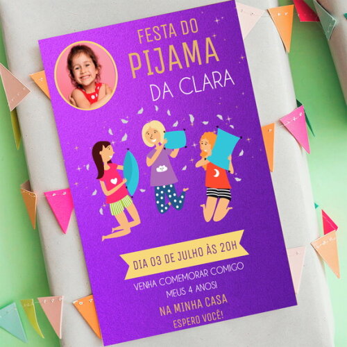 Convite Digital Festa do Pijama com Foto