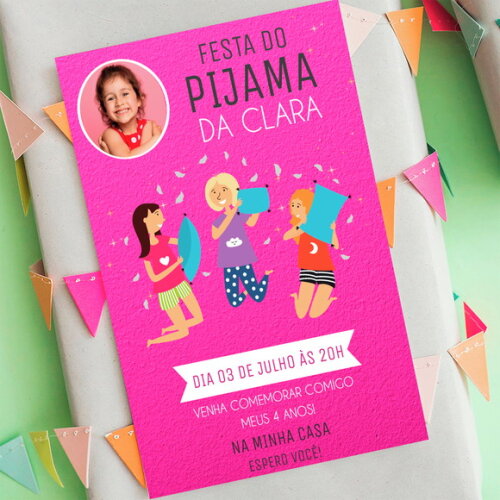 Convite Digital Festa do Pijama com Foto