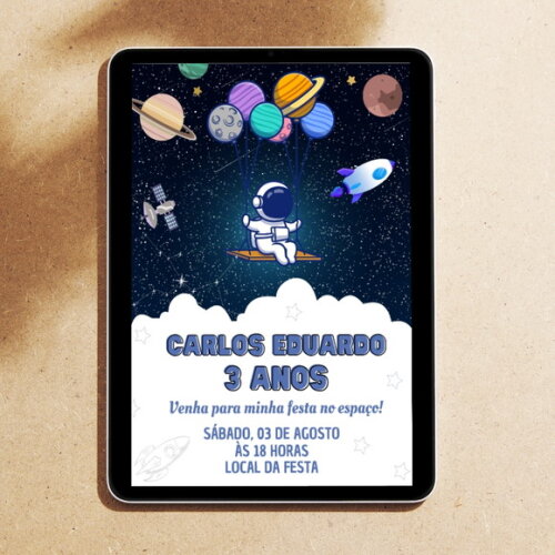 Convite Digital Festa no Espaço Astronauta