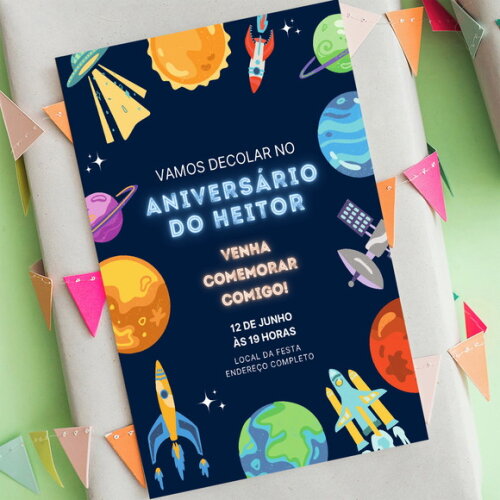 Convite Digital Festa no Espaço Astronauta