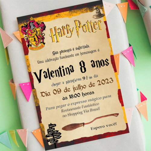 Convite Digital Harry Potter Grifinória