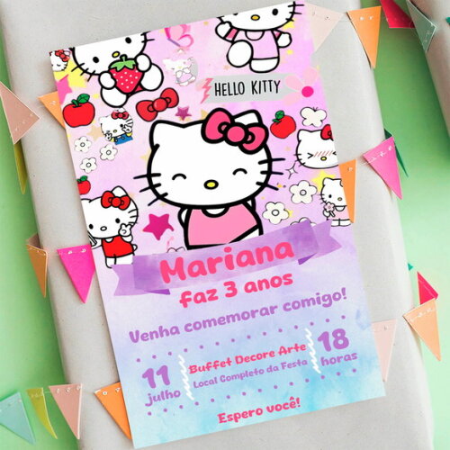 Convite Digital Hello Kitty