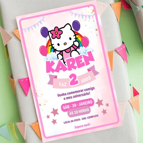 Convite Digital Hello Kitty