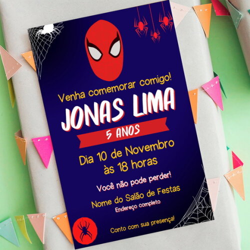 Convite Digital Homem Aranha Azul