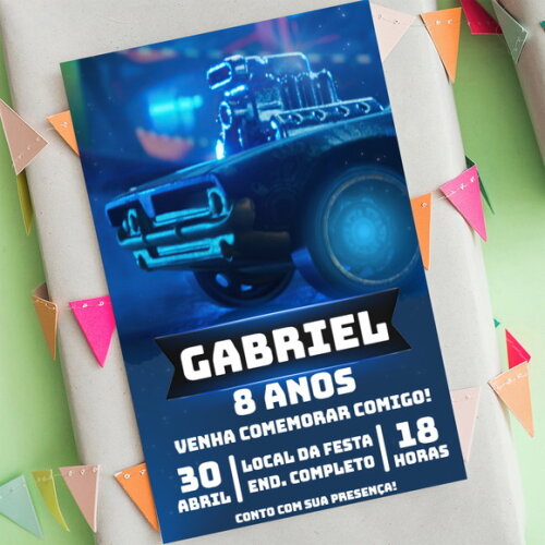 Convite Digital Hot Wheels Carro Azul