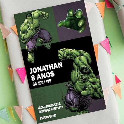 Convite Digital Hulk Convite Aniversário Hulk Digital