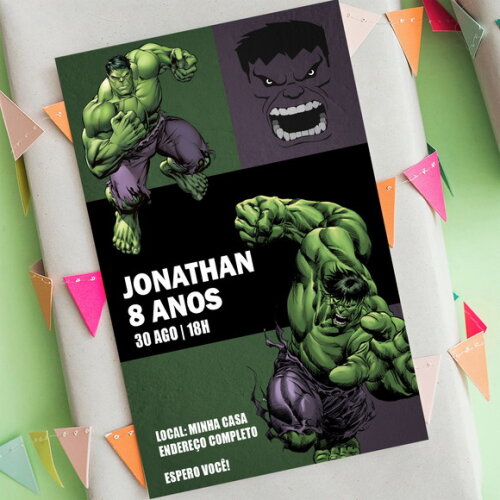 Convite Digital Hulk Convite Aniversário Hulk Digital