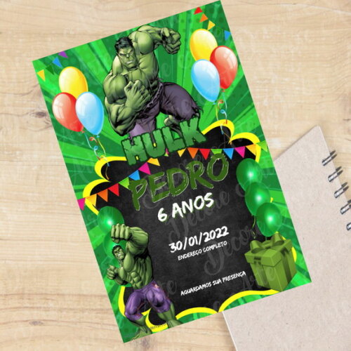 Convite Digital Hulk Convite Aniversário Hulk Digital
