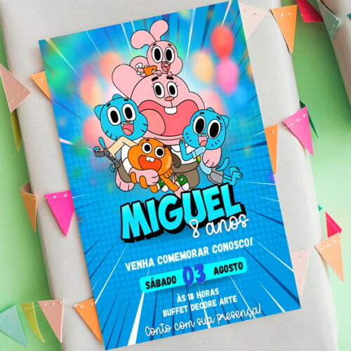 Convite Digital Incrivel Mundo de Gumball