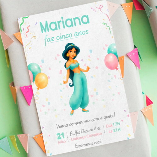 Convite Digital Jasmine Princesa da Disney
