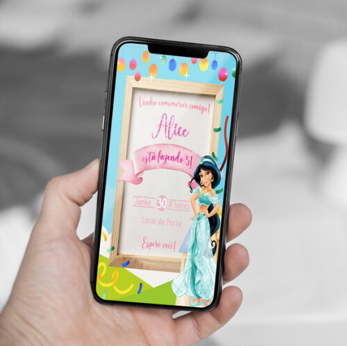 Convite Digital Jasmine Princesa da Disney