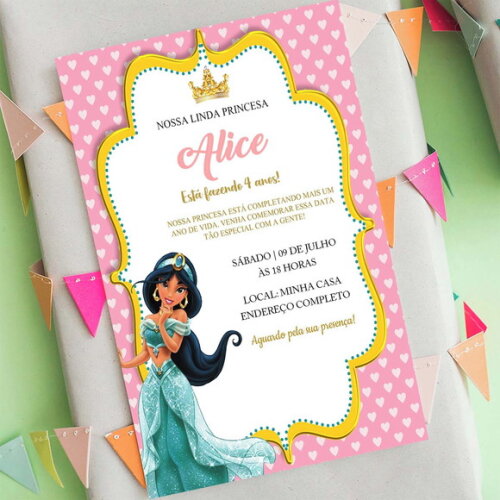 Convite Digital Jasmine Princesa da Disney