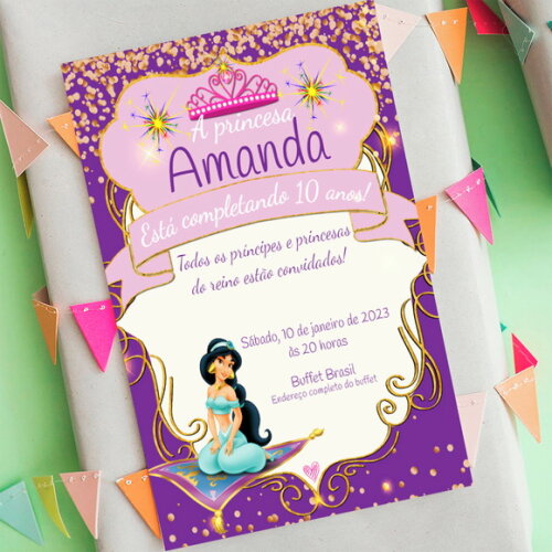 Convite Digital Jasmine Princesa da Disney