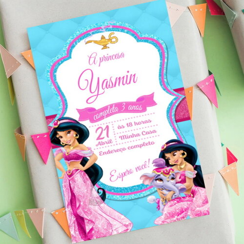 Convite Digital Jasmine Princesa da Disney