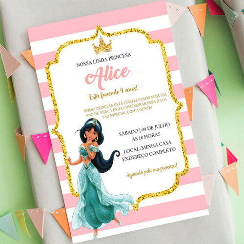 Convite Digital Jasmine Princesa da Disney