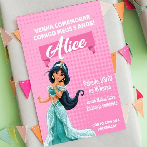 Convite Digital Jasmine Princesa da Disney