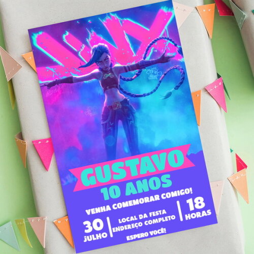 Convite Digital Jinx League Of Legends Arcane